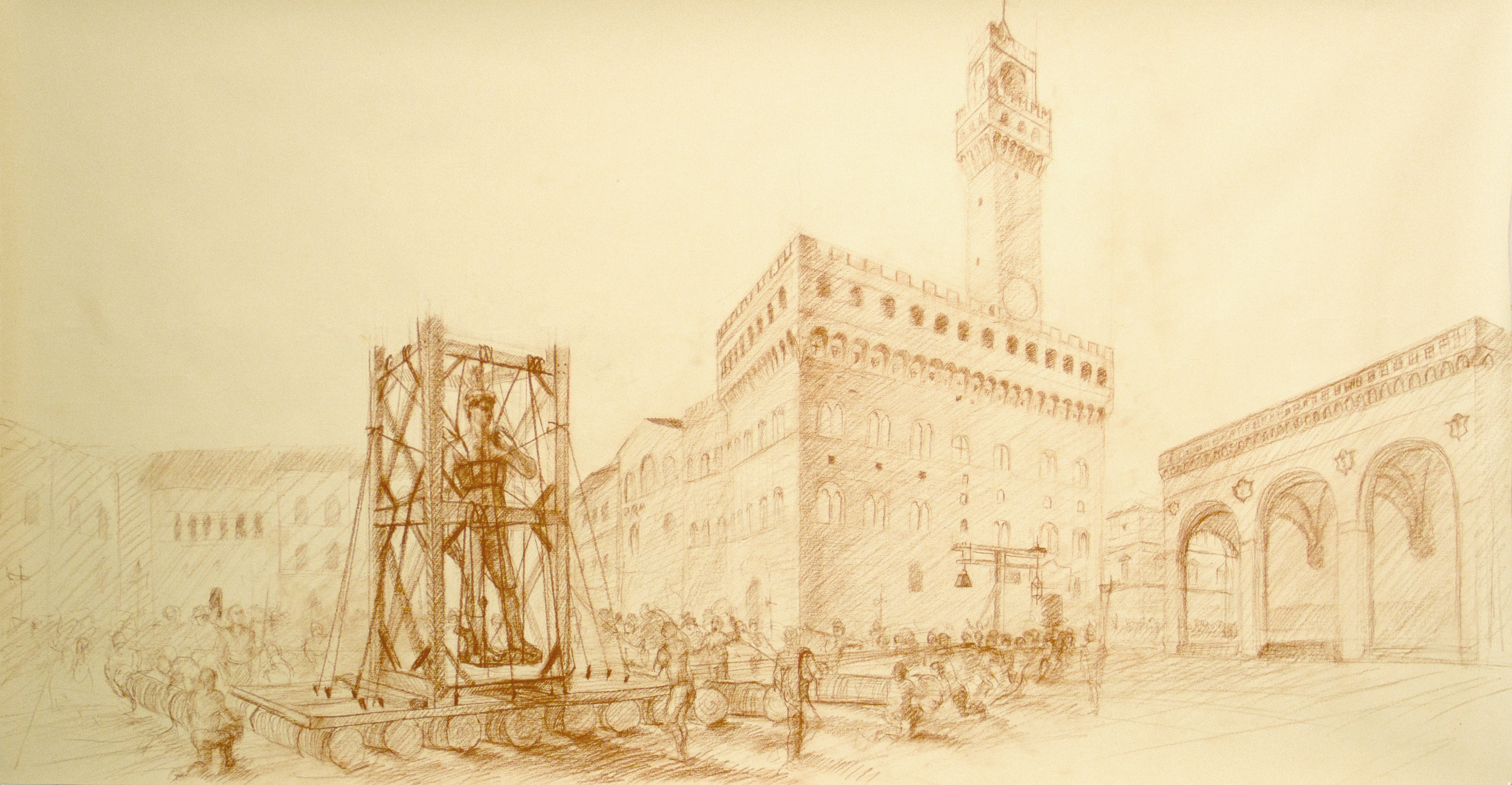 art-drawing-Trasporto-del-David-studio-Michelangelo-Infinito-artist-Marco-Victor-Romano